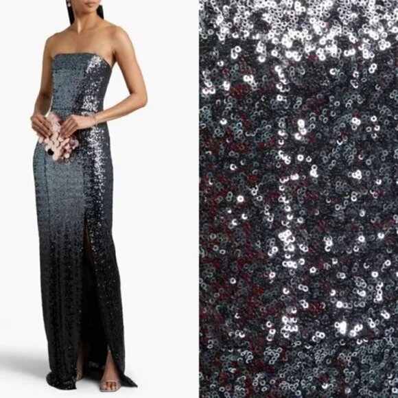 Marchesa Notte Ombré Sequin Gunmetal Column 3 In 1 Evening Gown NWT Size 8 - Picture 9 of 16
